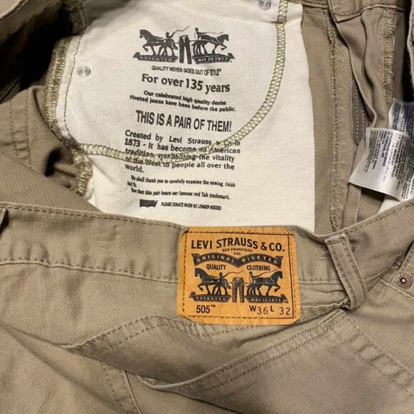 Levi’s 505 Khaki Jeans Size 36 X 32 - Picture 5 of 5